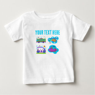Camiseta Para Bebê Roupa de Bebê Aventura de Transporte de Desenho An
