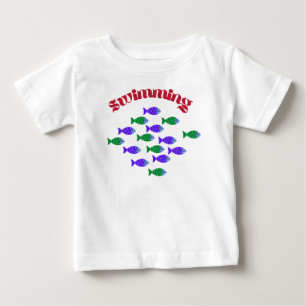 Camiseta Para Bebê  roupa de férias de natação de peixe