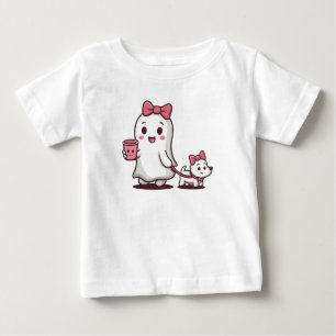 Camiseta Para Bebê Roupa de Halloween de Menina Fantasma Fofa para Cr