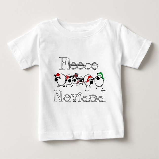 Camiseta Para Bebê Roupa engraçado do Natal de Navidad do velo (Frente)
