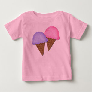 Camiseta Para Bebê Roupa feminino dos cones bonitos do sorvete da