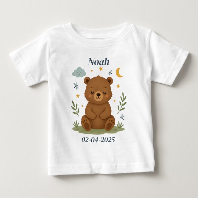 Camiseta Para Bebê Roupa Personalizada para Bebê – Design de Urso Per (Frente)
