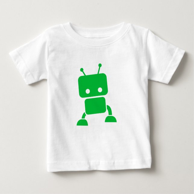 Camiseta Para Bebê Roupa verde do bebê do robô do bebê (Frente)