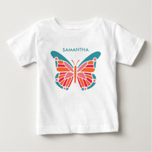 Camiseta Para Bebê Roupas com nome personalizado de borboleta estiliz