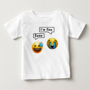Camiseta Para Bebê Roupas de Bebê com Emoji de Carinha Sorridente Fof