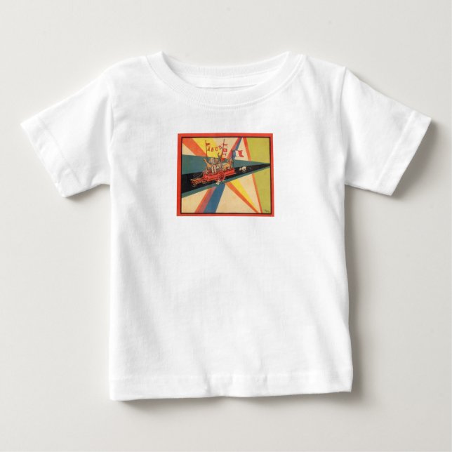 CAMISETA PARA BEBÊ ROUPAS DE BEBÊ: COM ILUSTRAÇÕES FRANCESAS DE VINTA (Frente)