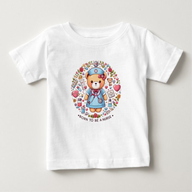 Camiseta Para Bebê Roupas de bebê enfermeira presente meninos/meninas (Frente)