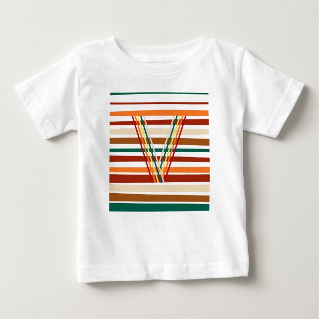 Camiseta Para Bebê Roupas de Verão Retrô Listradas para Mulheres e Cr (Frente)
