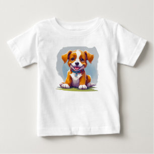 Camiseta Para Bebê Roupas diárias de desenho fofo kawaii de cachorro