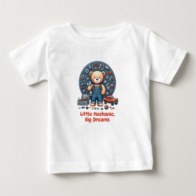 Camiseta Para Bebê Roupas mecânicas para bebês para presentes de rapa (Frente)