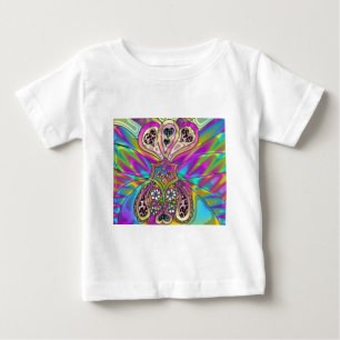 Camiseta Para Bebê Roupas Presentes Retro 60s Psicodélicos Corações F