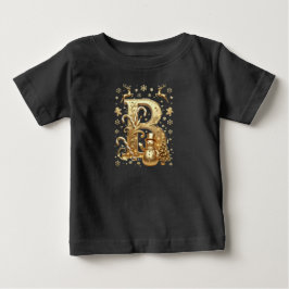 Camiseta Para Bebê Royal Gold Letter B Luxury Snowman Baby Shirt