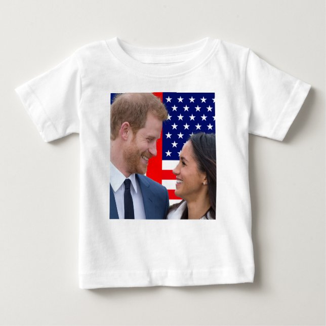 Camiseta Para Bebê Royal Wedding Harry e Meghan (Frente)