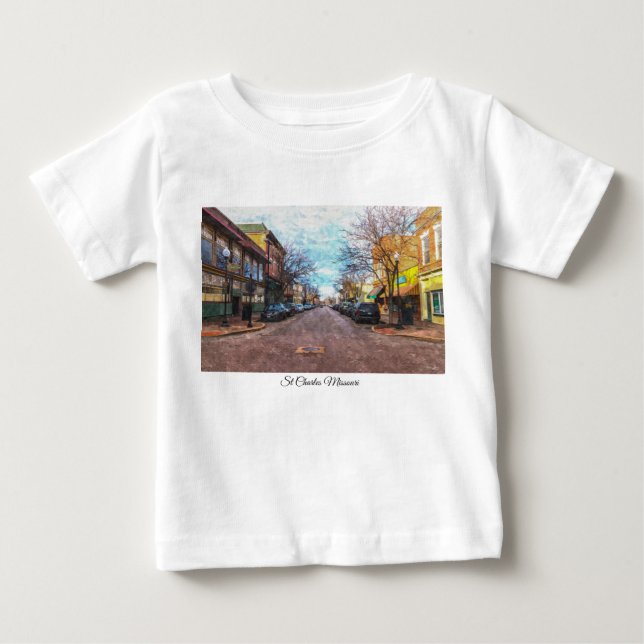 Camiseta Para Bebê Rua Charles Main Rua Painterly (Frente)