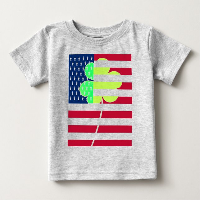 Camiseta Para Bebê Rua de Clover do Bandeira Irlandesa Americana Sham (Frente)