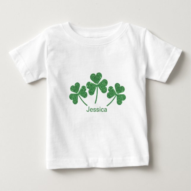 Camiseta Para Bebê Rua. Dia de Patrick, Shamrock Verde Vine Irish Par (Frente)