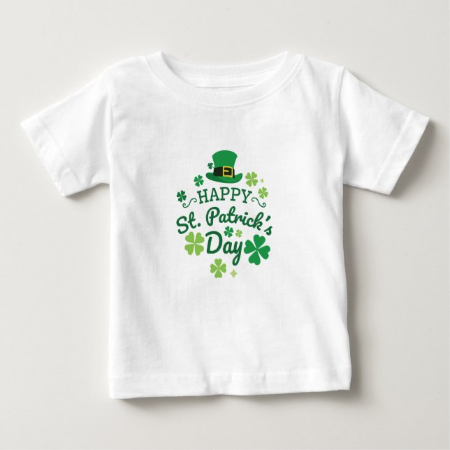 Camiseta Para Bebê Rua Feliz e Bonita. O Dia de Patrick Feliz Celebra (Frente)