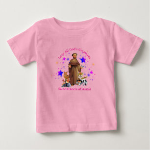 Camiseta Para Bebê Rua Francisco de Assis, menina católica rosa