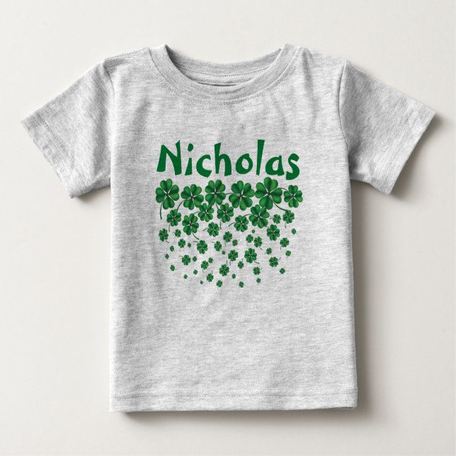 Camiseta Para Bebê Rua. Nome personalizado do dia de Patrick com cama (Frente)