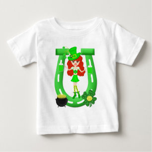 Camiseta Para Bebê Rua Pat's Day Redhead Girl Leprechaun