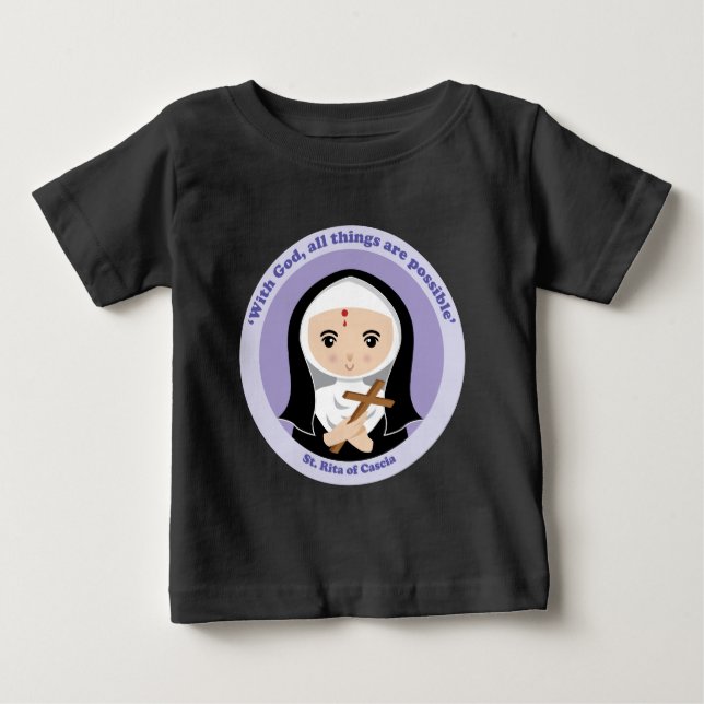 Camiseta Para Bebê Rua. Rita de Cascia (Frente)