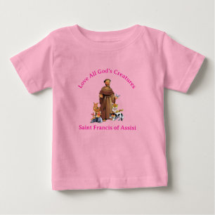 Camiseta Para Bebê Rua Rosa Toddler. Francis Assisi Católico