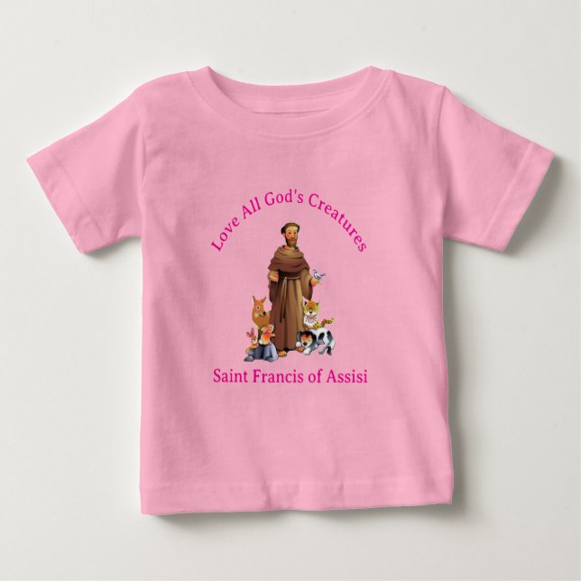 Camiseta Para Bebê Rua Rosa Toddler. Francis Assisi Católico (Frente)