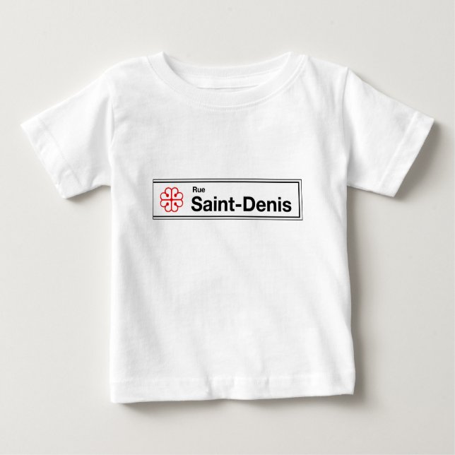 Camiseta Para Bebê Rua Santo-Denis, sinal de rua de Montreal (Frente)
