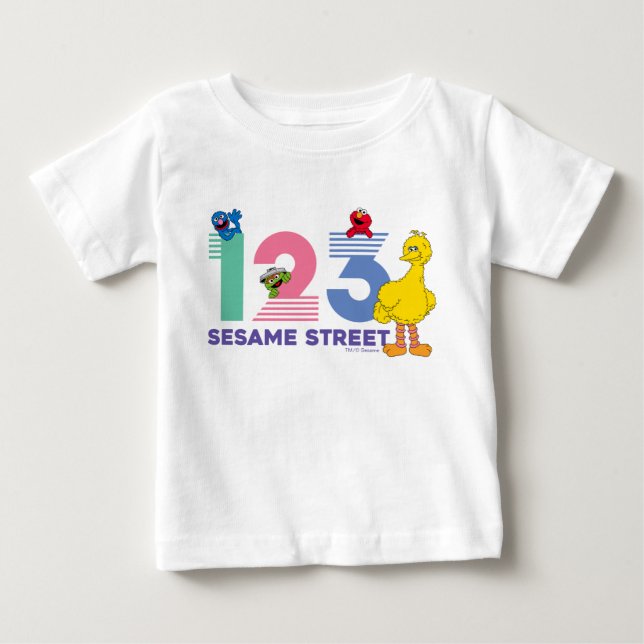 Camiseta Para Bebê Rua Sésamo 123 (Frente)