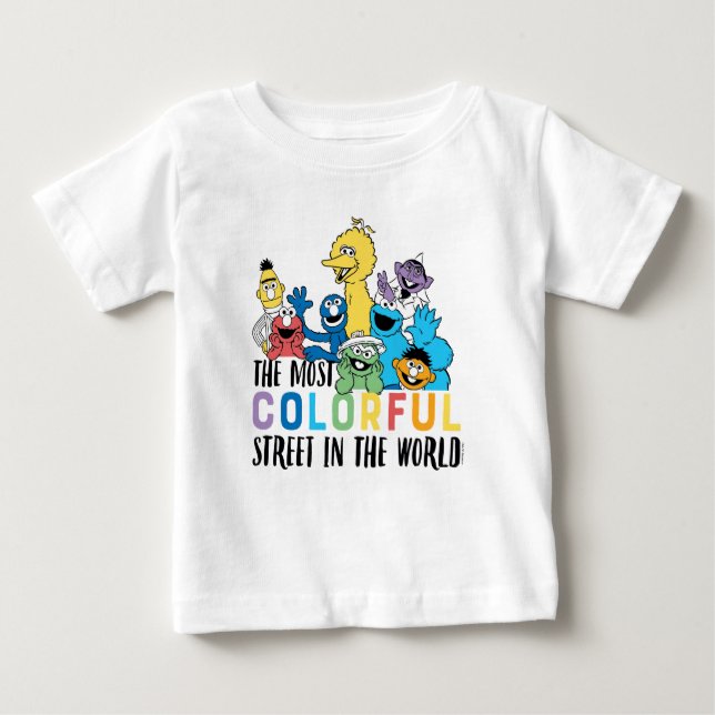 Camiseta Para Bebê Rua Sésamo | A Rua Mais Colorida (Frente)