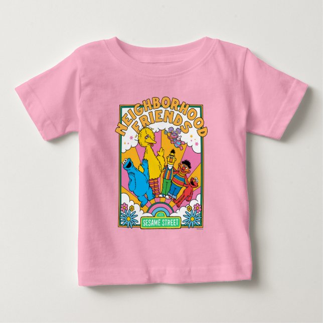 Camiseta Para Bebê Rua Sésamo | Amigos de vizinhança (Frente)