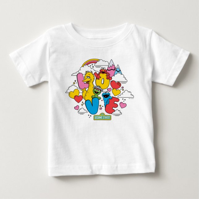 Camiseta Para Bebê Rua Sésamo | Amor (Frente)