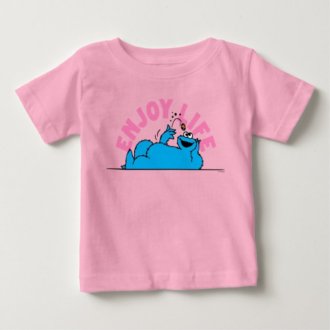 Camiseta Para Bebê Rua Sésamo | Cookie Monster Aproveite a Vida (Frente)