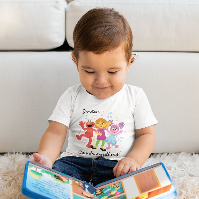 Camiseta Para Bebê Rua Sésamo | Dança Julia, Elmo e Abby (Criador carregado)