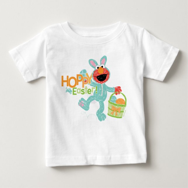 Camiseta Para Bebê Rua Sésamo - Elmo | Páscoa de lúpulo (Frente)