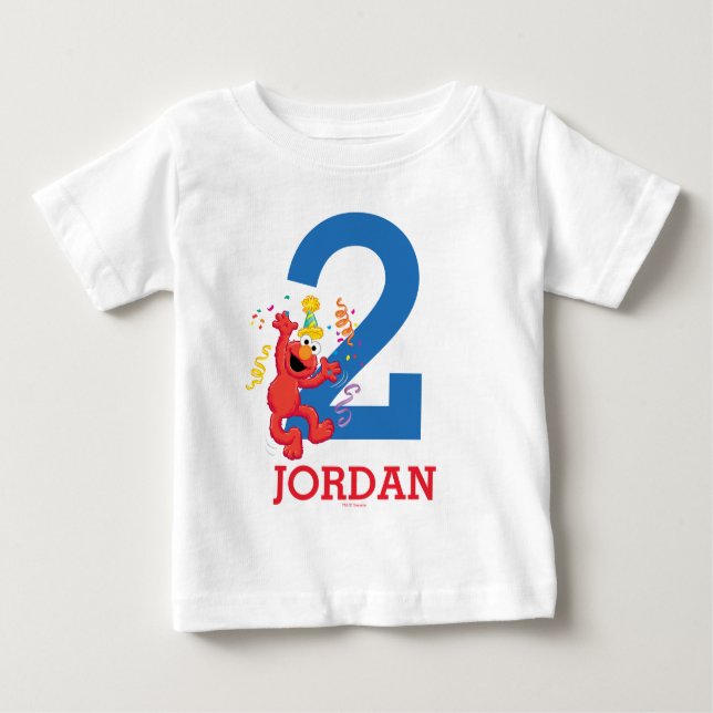 Camiseta Para Bebê Rua Sésamo | Elmo - segundo aniversário arco-íris (Frente)