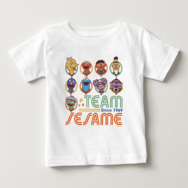 Camiseta Para Bebê Rua Sésamo | Equipe Sésamo Desde 1969 (Frente)