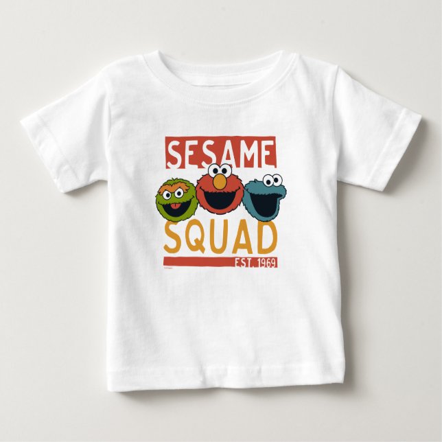 Camiseta Para Bebê Rua Sésamo - Esquadrão Sésamo (Frente)