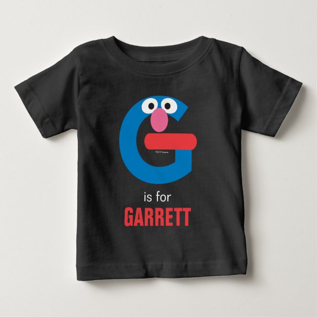 Camiseta Para Bebê Rua Sésamo | G é para Grover (Frente)