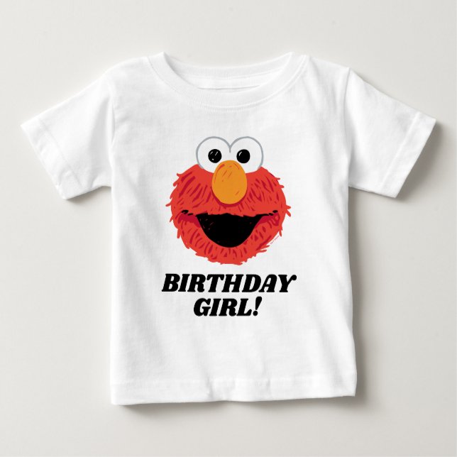Camiseta Para Bebê Rua Sésamo | Garota de aniversário de Elmo (Frente)