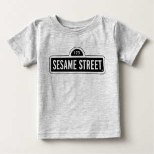 Camiseta Para Bebê Rua Sésamo   Logotipo B&W