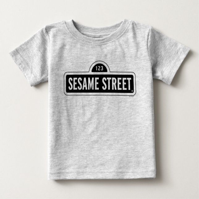 Camiseta Para Bebê Rua Sésamo | Logotipo B&W (Frente)