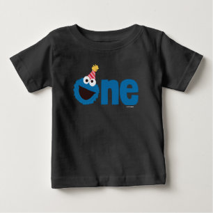 Camiseta Para Bebê Rua Sésamo Monstro do Biscoito Um Primeiro Anive