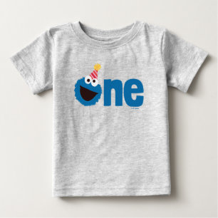 Camiseta Para Bebê Rua Sésamo Monstro do Biscoito Um Primeiro Anive