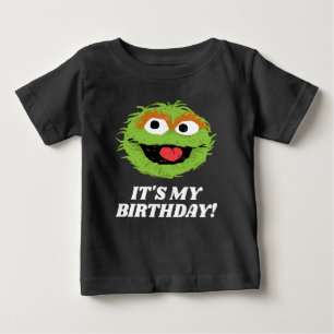 Camiseta Para Bebê Rua Sésamo   Oscar, o Monstro É Meu Aniversário 