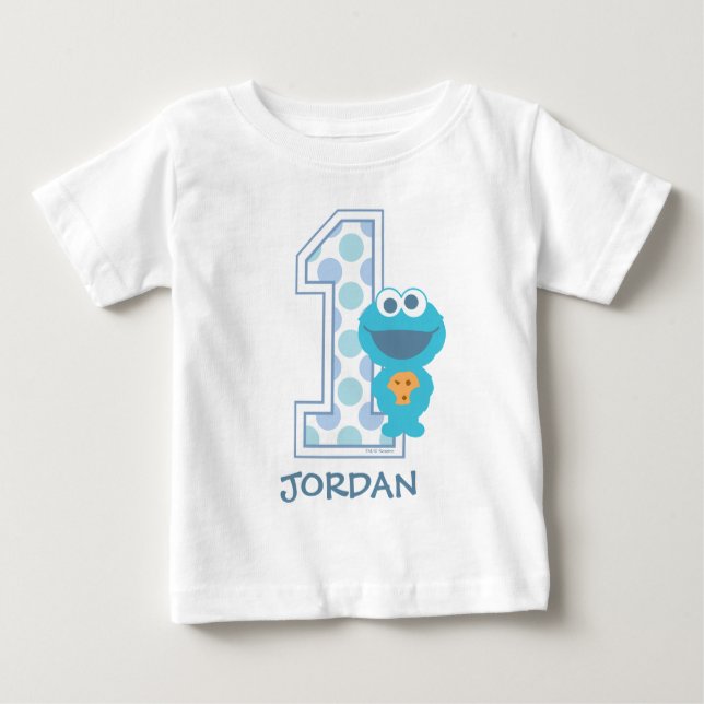 Camiseta Para Bebê Rua Sésamo | Primeiro Aniversário do Monstro do Bi (Frente)