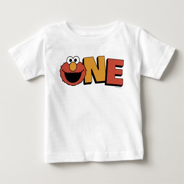 Camiseta Para Bebê Rua Sésamo | primeiro aniversario Elmo (Frente)