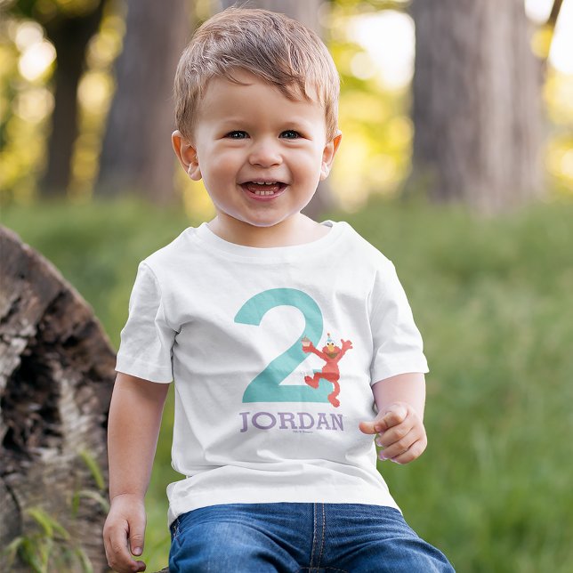 Camiseta Para Bebê Rua Sésamo | segundo aniversário Elmo - Confetti (Criador carregado)