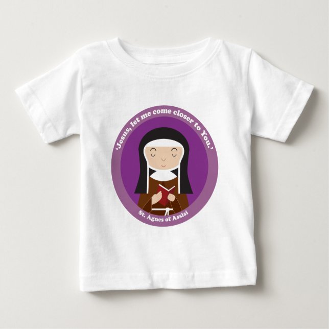 Camiseta Para Bebê Ruas. Agnes de Assisi (Frente)