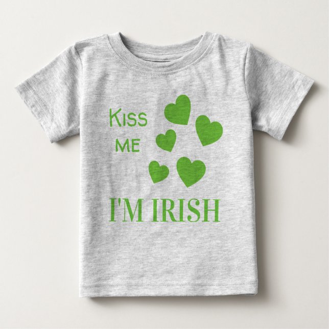 Camiseta Para Bebê Ruas bonitas. Dia dos Patricks Beija-me Sou Irland (Frente)